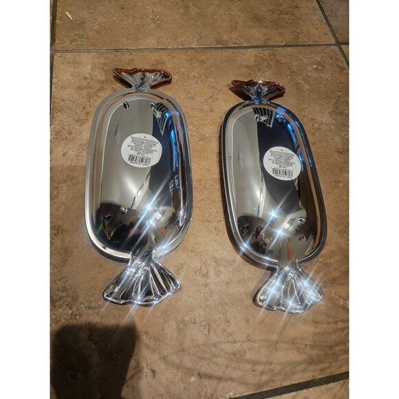 Greenbrier Metallic Red Plastic Candy Shaped Serving Tray Set of 2 - Picture 3 of 8